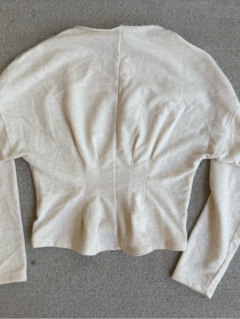 Anthropologie Pilcro Heather Cream Long-Sleeve Mockneck Corsette Sweatshirt - Picture 4 of 7